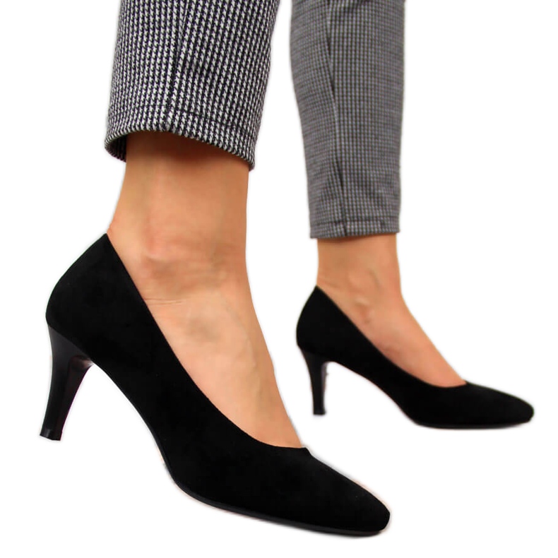 Pompe negre Sergio Leone din piele intoarsa negru