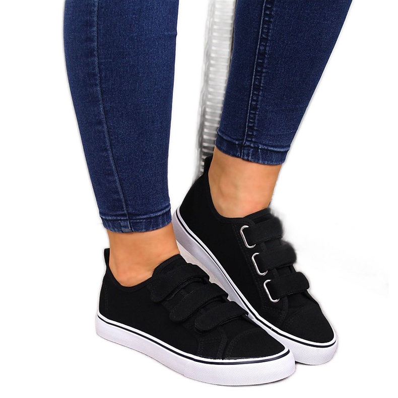 Tenisi negri Atletico din material textil cu velcro negru