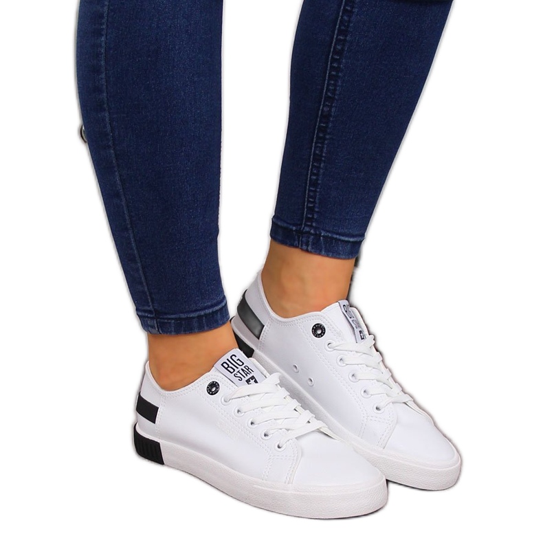 Low-top piele ecologică albă Big Star FF274175