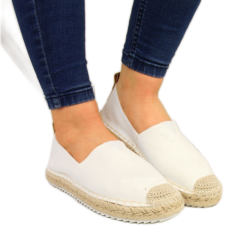 Espadrile albe de dama din material textil alb Big Star HH274493