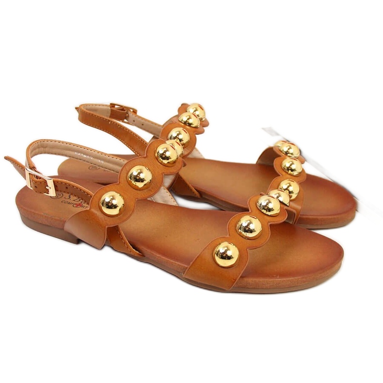 S.Barski Sandale plate pentru femei camel S. Barski maro