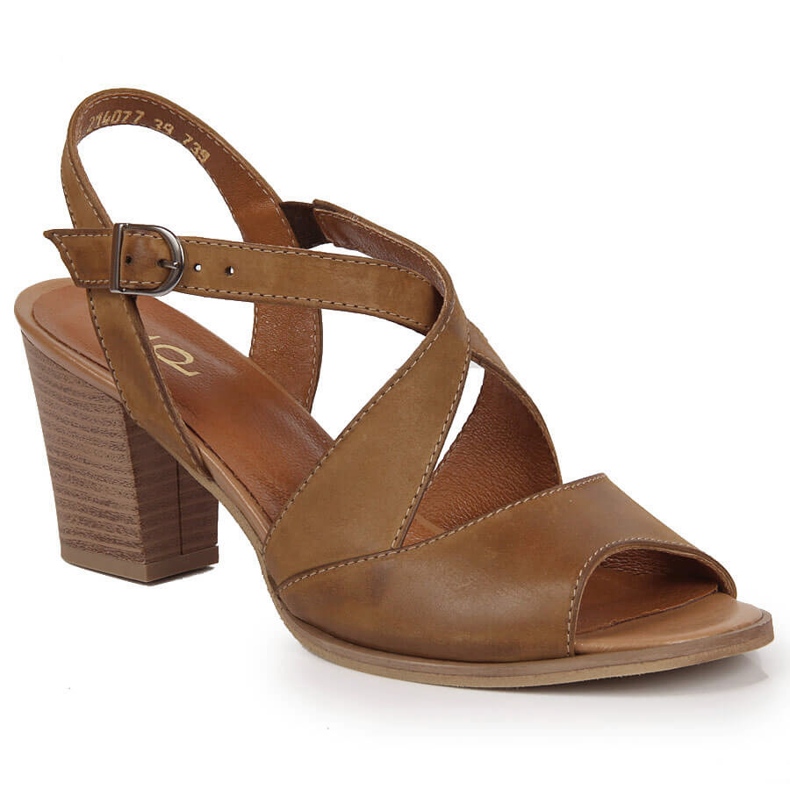 Sandale de damă din piele pe un stâlp Dolce Pietro maro