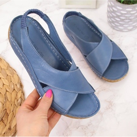 Sandale slip-on damă din piele albastră T.Sokolski albastru