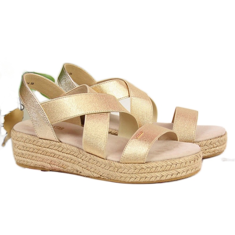 Sandale dama espadrile pe platforma aurie Big Star HH274414 de aur