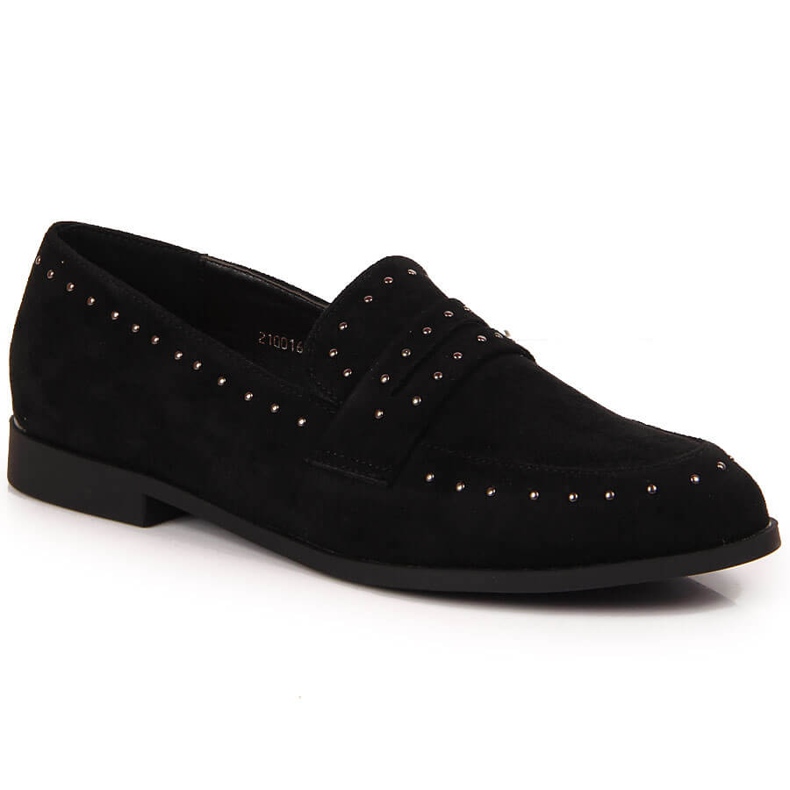 Pantofi dama din piele intoarsa cu nituri negre Laura La.Fi negru