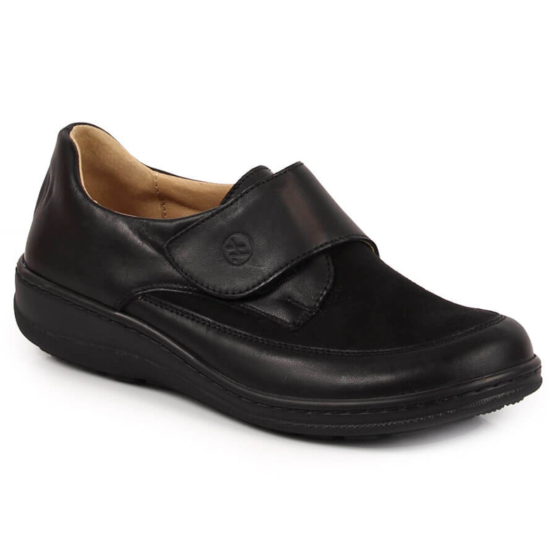 Pantofi de dama din piele cu velcro negru Helios 395