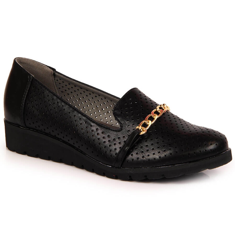 Pantofi de dama ajurati cu lant, negri Jezzi negru