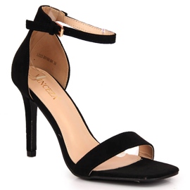 Sandale negre Vinceza cu toc inalt negru Sandale negre Vinceza cu toc inalt negru