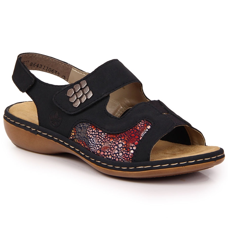 Sandale de damă bleumarin cu velcro Rieker 65989-14 albastru marin