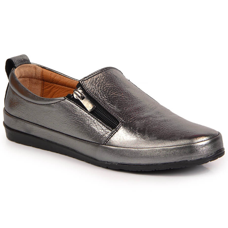 T.Sokolski Pantofi de dama din piele cu fermoar, argintiu T. Sokolski T.Sokolski Pantofi de dama din piele cu fermoar, argintiu T. Sokolski