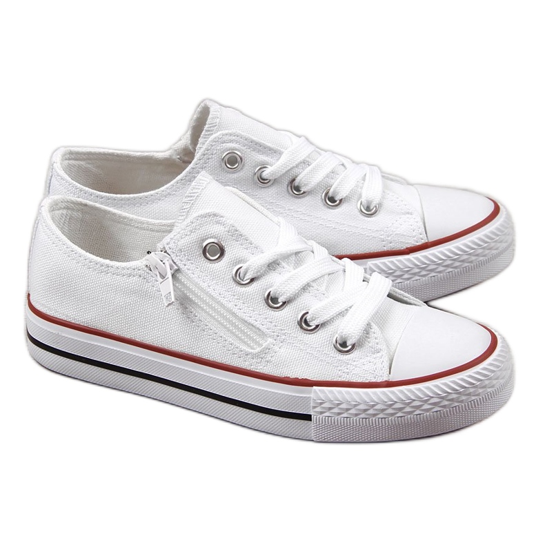 Tenisi copii mici cu fermoar, alb NEWS