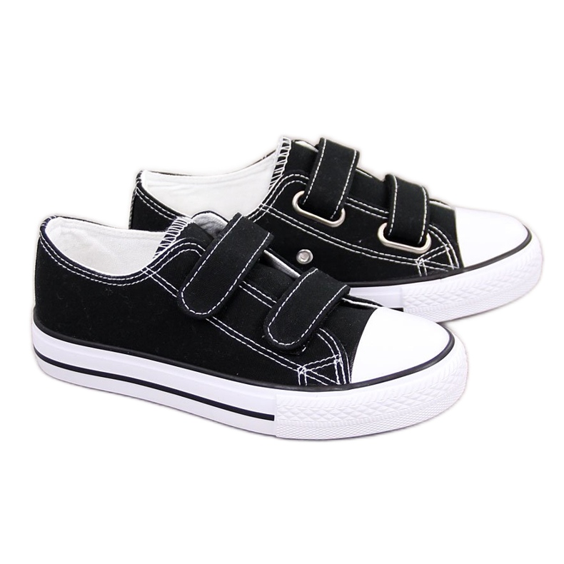 Tenisi copii negri Atletico negri cu velcro negru