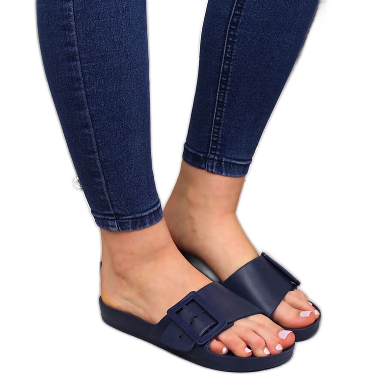 Papuci de plajă damă bleumarin cu spumă Big Star FF274A388 albastru