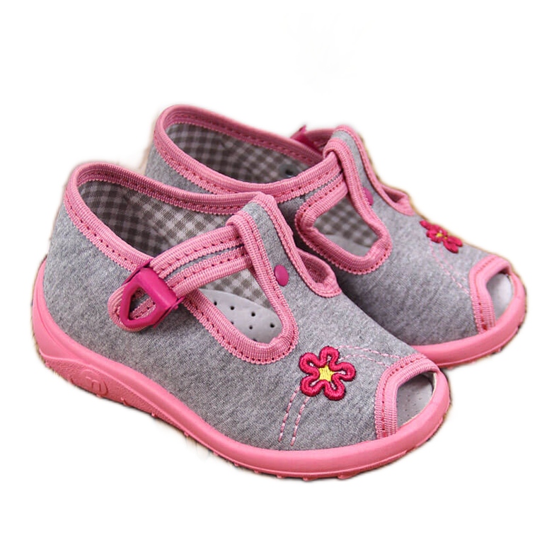 Papuci fete, sandale, home gri Nazo roz