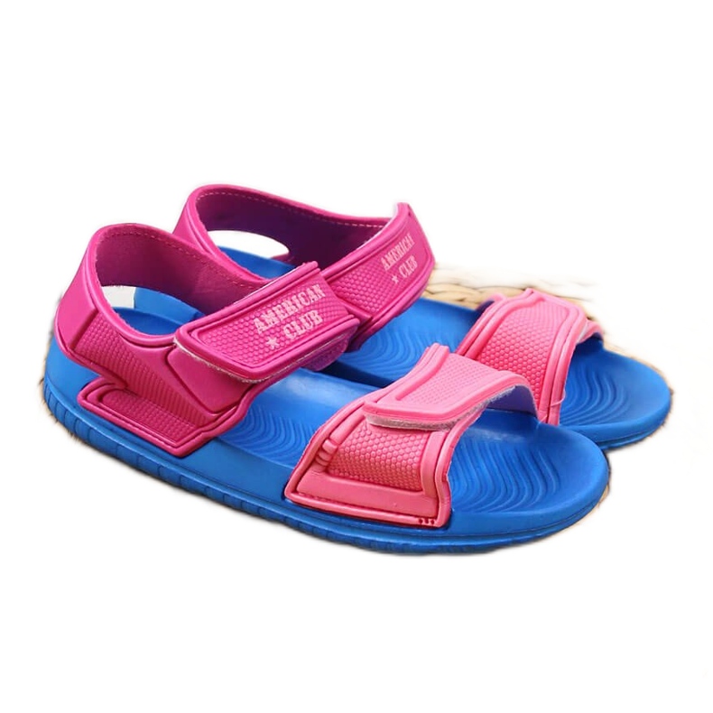 Sandale American Club din spuma velcro pentru fete roz