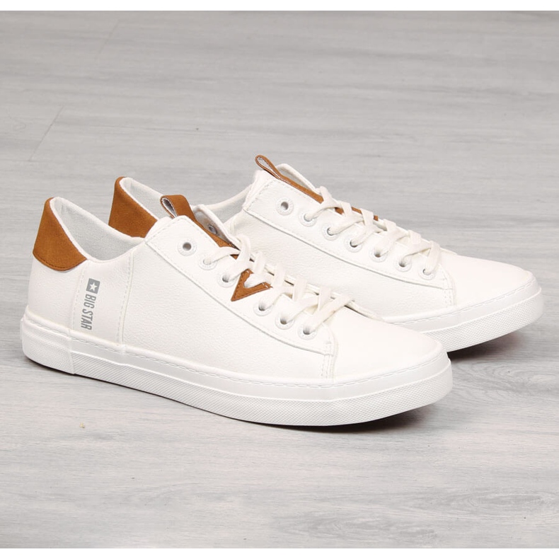 Tenisi albi din piele ecologică pentru bărbați Big Star GG174025