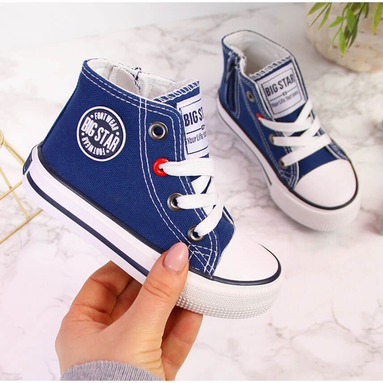 Adidasi copii cu glezna, bleumarin Big Star HH374085 albastru marin