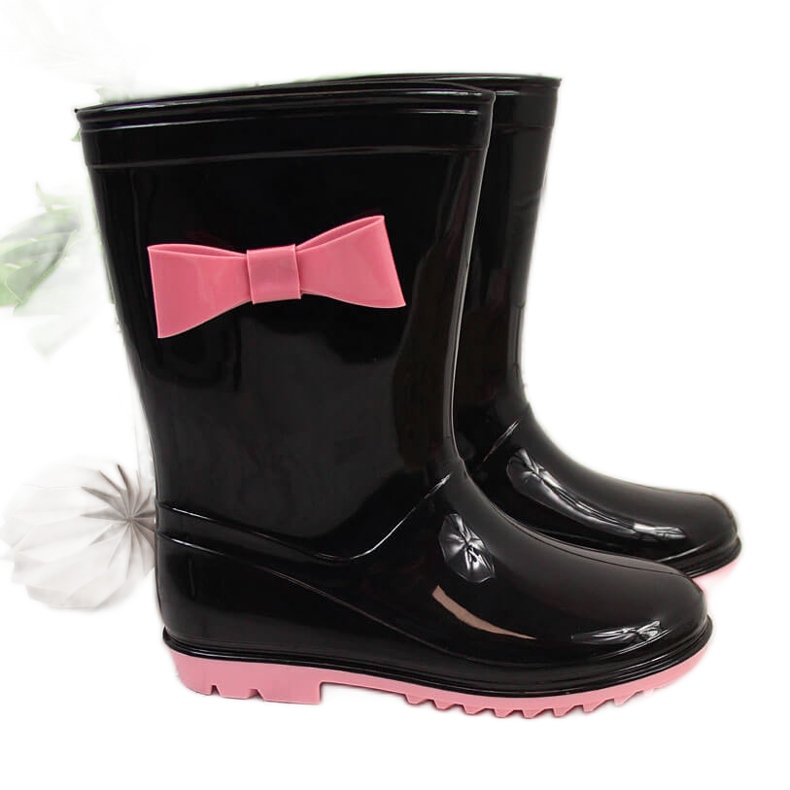 Galoșuri pentru fete Black American Club cu fundă negru