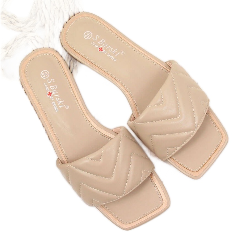 S.Barski Papuci de dama matlasati bej S. Barski