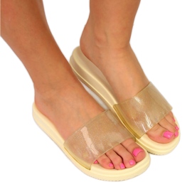 Papuci dama Atletico bej pentru piscina cu sclipici Papuci dama Atletico bej pentru piscina cu sclipici