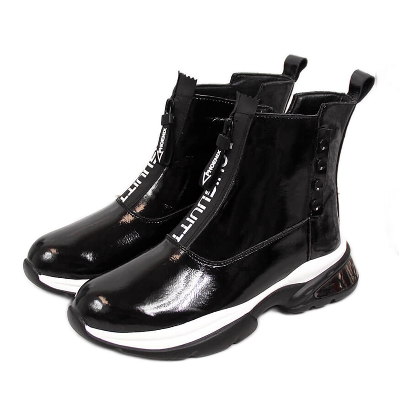 Tenisi de dama din piele lacuita neagra T.Sokolski negru