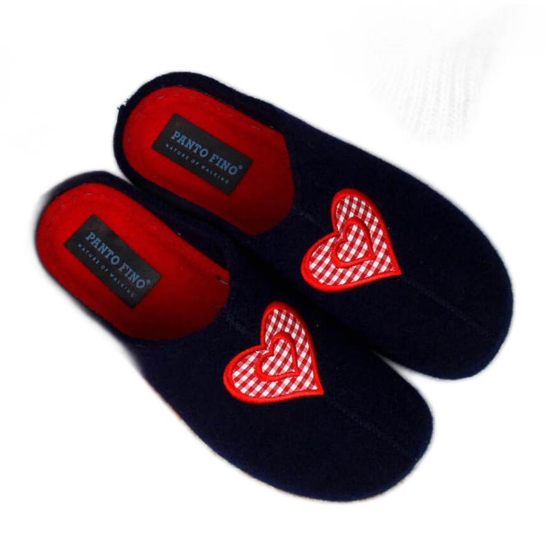 Papuci de casa pentru femei din fetru bleumarin Panto Fino albastru marin