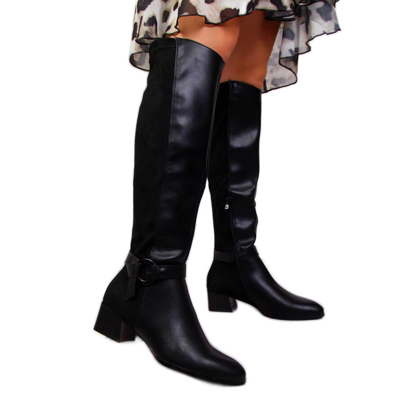 Cizme negre Filippo dama pe bloc negru