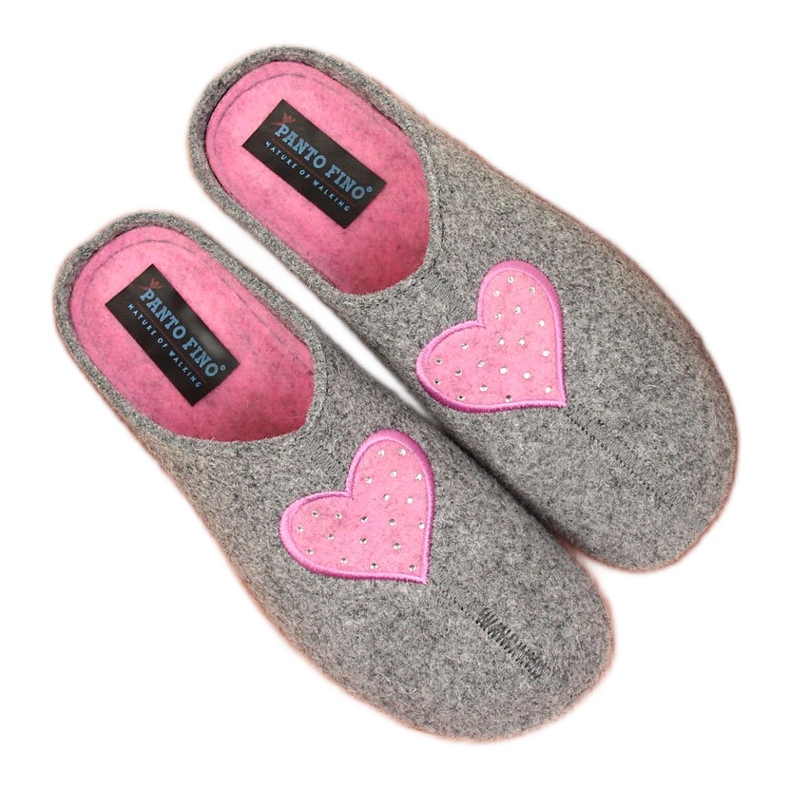 Papuci de casă pentru femei cu pâslă gri Panto Fino