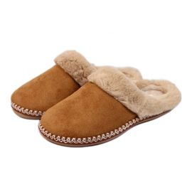 Papuci de casa dama cu blana Cloxx camel maro