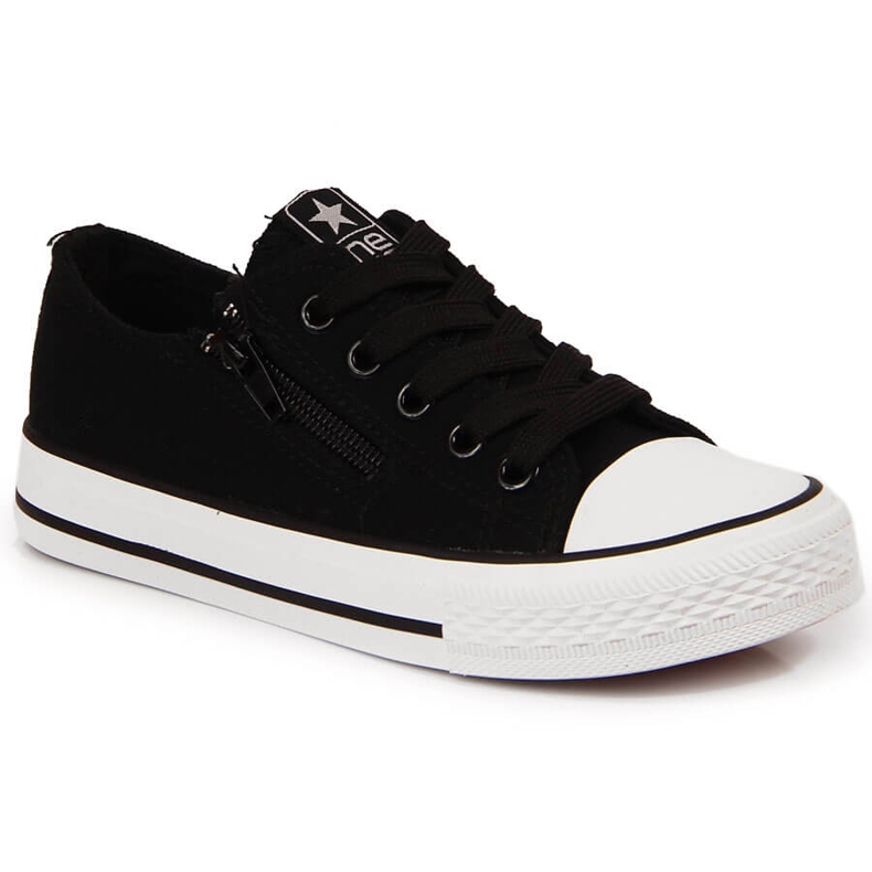 Adidași pentru copii Black NEWS cu fermoar negru