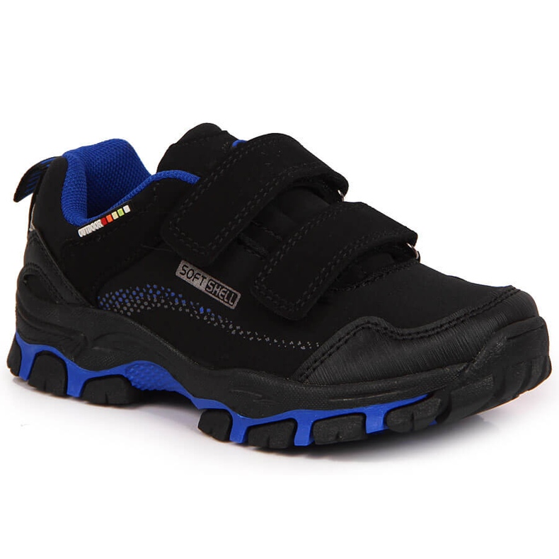 Pantofi de trekking pentru copii, velcro, negru si albastru, American Club