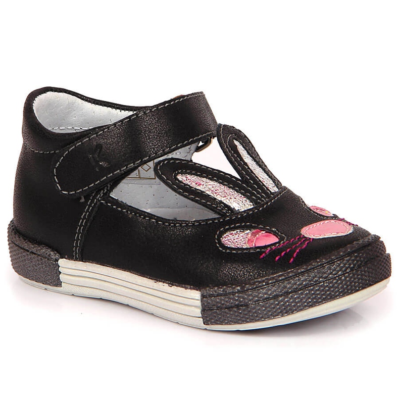 Pantofi fete iepurași cu velcro Kornecki 6480 negru