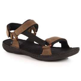 Sandale bărbați din piele cu velcro maro Łukbut 990 Sandale bărbați din piele cu velcro maro Łukbut 990