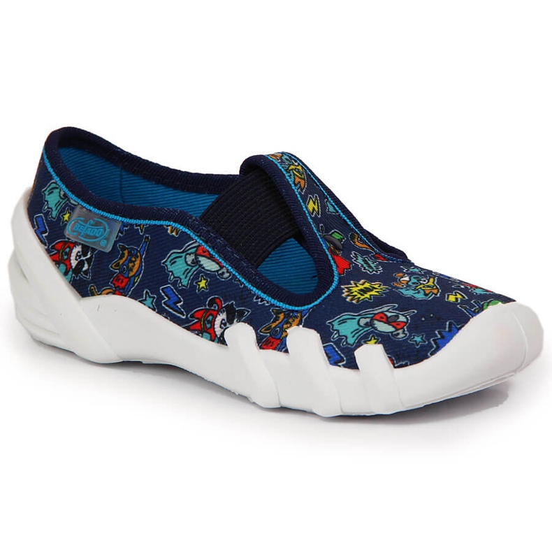 Papuci de baieti pentru gradinita pe elastice bleumarin Befado albastru marin