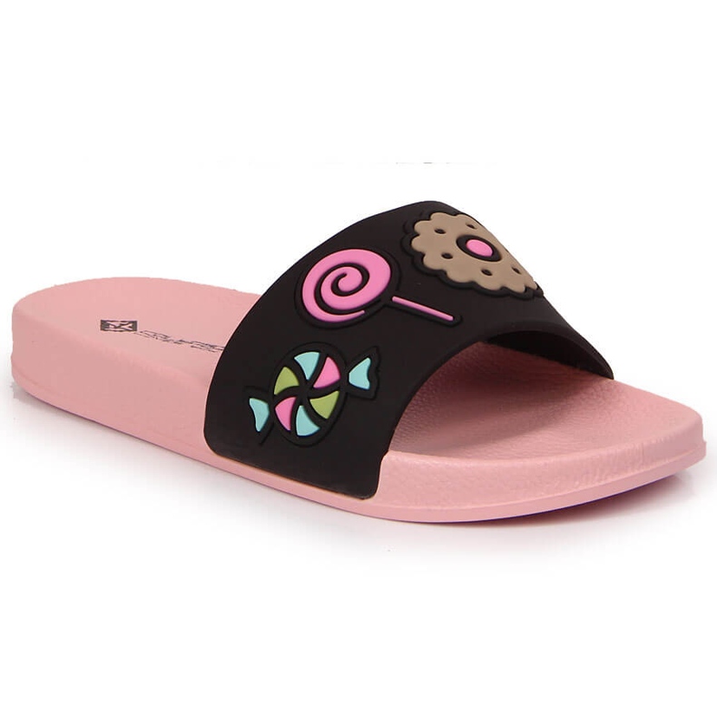 Papuci negri Atletico pentru fete negru roz Papuci negri Atletico pentru fete negru roz