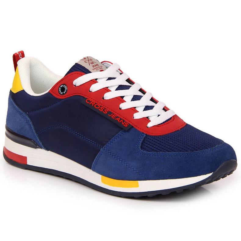 Pantofi sport pentru bărbați din piele Cross Jeans JJ1R4008C roșu albastru multicolor
