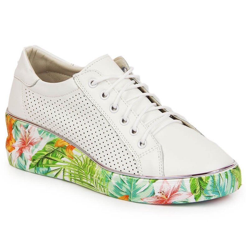 Pantofi de damă din piele pe o pană albă Artiker Pantofi de damă din piele pe o pană albă Artiker