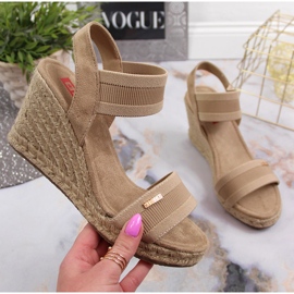 Sandale espadrile pe pană bej Big Star JJ274978 Sandale espadrile pe pană bej Big Star JJ274978