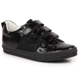 Pantofi pentru fete, lacuit cu velcro, negru Kornecki 6286