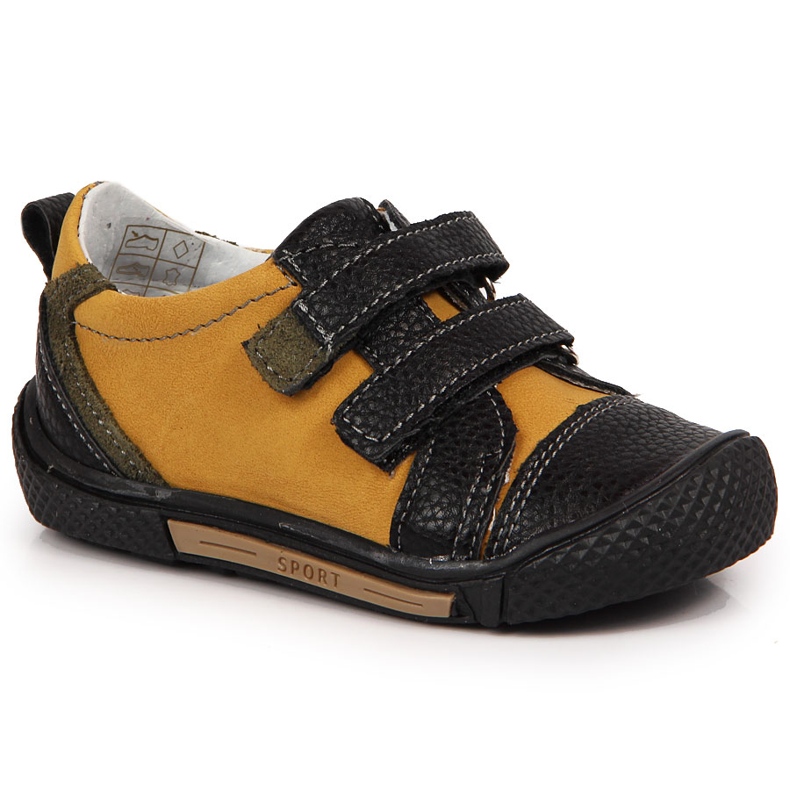 Pantofi pentru baieti cu velcro camel Kornecki 6823 maro negru