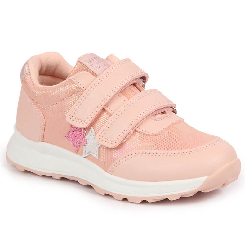 Pantofi sport pentru fete Pink American Club cu velcro roz