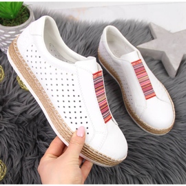 Pantofi de dama din piele, slip-on alb Rieker L7821-80