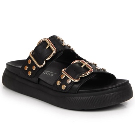 Papuci dama cu nituri negri Bugatti JJ253070 negru Papuci dama cu nituri negri Bugatti JJ253070 negru