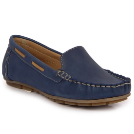 Mocasini de dama din piele bleumarin Helios 398 albastru marin