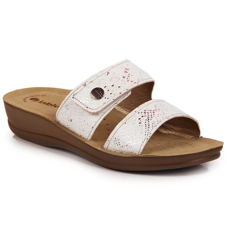 Papuci albi de dama Inblu Velcro