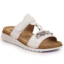 Papuci de dama albi Inblu Velcro cu lant Papuci de dama albi Inblu Velcro cu lant