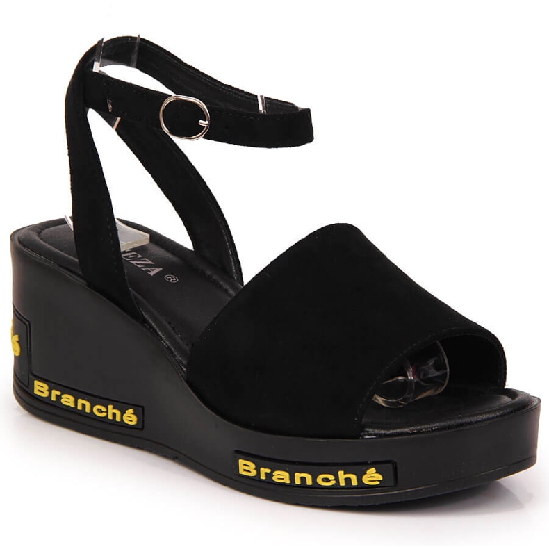 Sandale de damă Vinceza negre pe toc pană negru Sandale de damă Vinceza negre pe toc pană negru