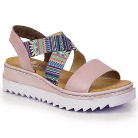 Sandale de dama cu elastice colorate Rieker V44G8-30 multicolor
