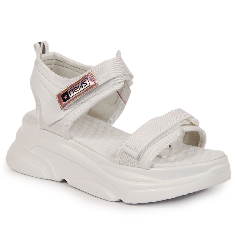 News Sandale albe de damă pe platforma sport NOUTĂȚI