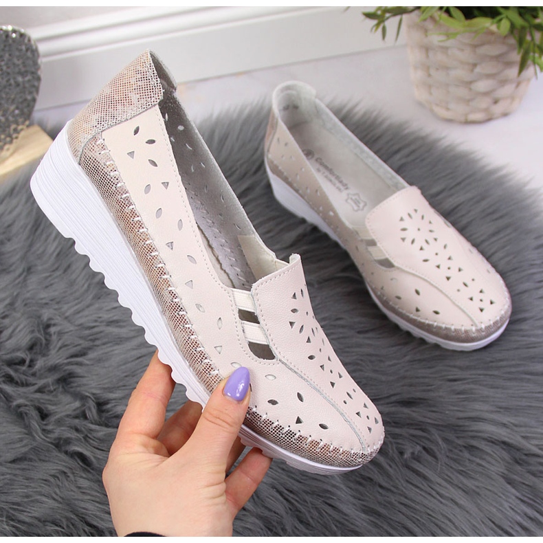 Pantofi de dama comozi din piele, bej T.Sokolski